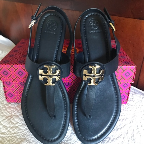 Tory Burch Shoes - Tory Burch Claire Navy Leather Sandal 10.5